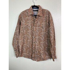 Stetson Brown Paisley Snap Western Shirt Men size XL Long Sleeve Cowboy Rodeo